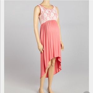 Due Time Maternity | XL | Pink Lace hi-low dress
